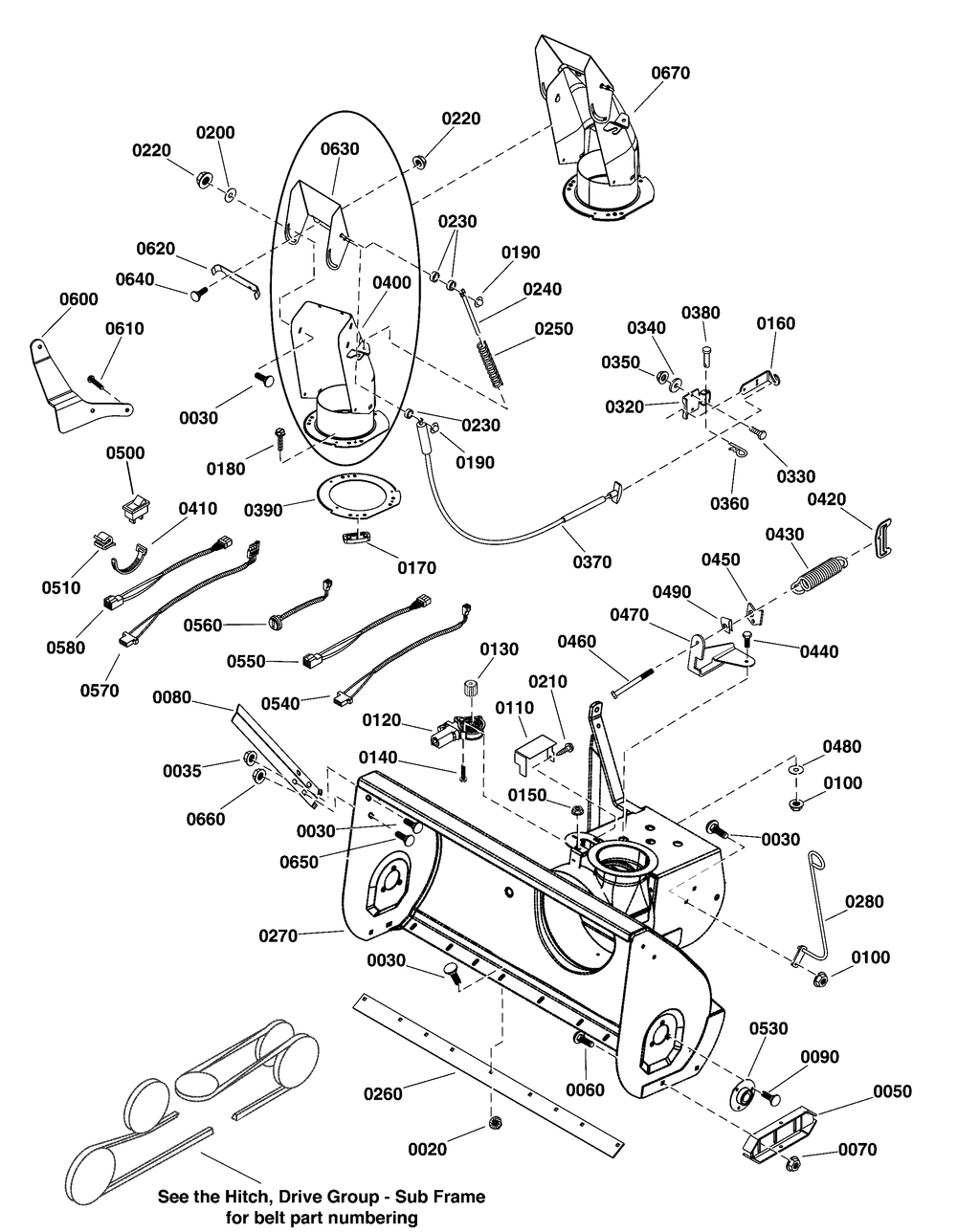 Auger Housing And Chute Group Diagram and Parts List for 1695360  Briggs and Stratton Snow Blower
